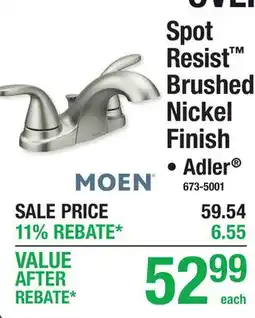 Menards MOEN Spot Resist Brushed Nickel Finish Faucets offer