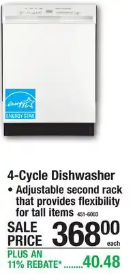 Menards 4-Cycle Dishwasher offer