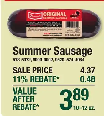Menards Summer Sausage offer