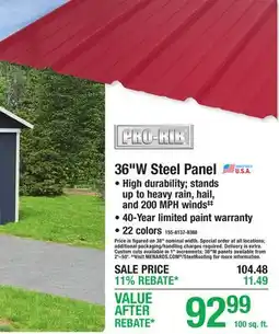 Menards 36W Steel Panel offer