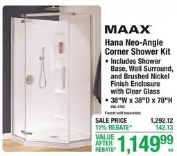 Menards Hana Neo-Angle Corner Shower Kit offer