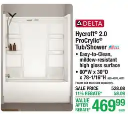 Menards Hycroft 2.0 ProCrylic Tub/Shower offer