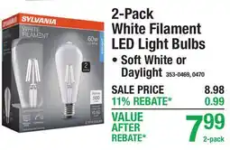 Menards 2-Pack White Filament LED Light Bulbs offer