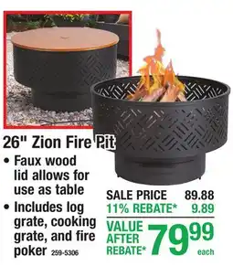 Menards 26 Zion Fire Pit offer