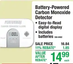 Menards Battery-Powered Carbon Monoxide Detector offer