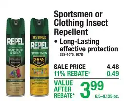 Menards Sportsmen or Clothing Insect Repellent offer