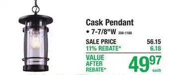 Menards Cask Pendant offer