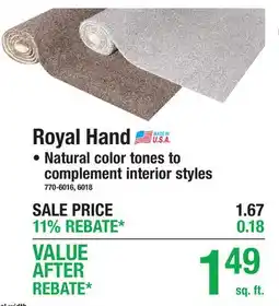 Menards Royal Hand offer
