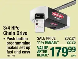 Menards 3/4 HPc Chain Drive offer