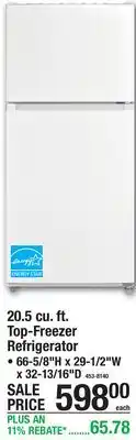 Menards Criterion 20.5 cu. ft. Top-Freezer Refrigerator offer