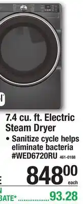 Menards 7.4 cu. ft. Electric Steam Dryer offer