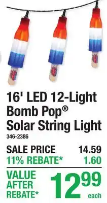Menards 16' LED 12-Light Bomb Pop Solar String Light offer