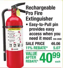 Menards Rechargeable Pro Fire Extinguisher offer