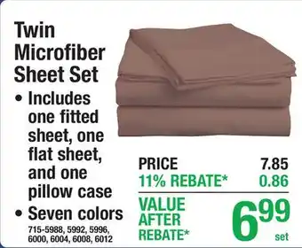 Menards Twin Microfiber Sheet Set offer