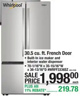 Menards 30.5 cu. ft. French Door offer
