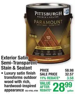 Menards Exterior Satin Semi-Transparent Stain & Sealant offer