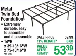 Menards Metal Twin Bed Foundation offer