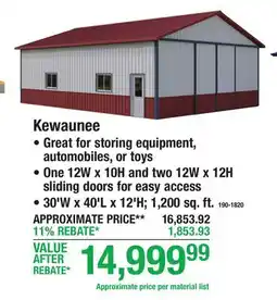 Menards Kewaunee offer