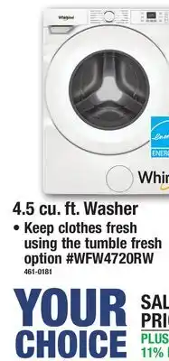 Menards 4.5 cu. ft. Washer offer