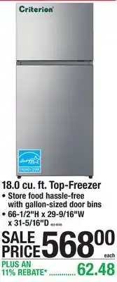 Menards 18.0 cu. ft. Top-Freezer offer
