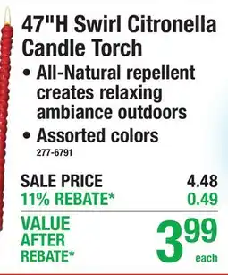 Menards 47H Swirl Citronella Candle Torch offer