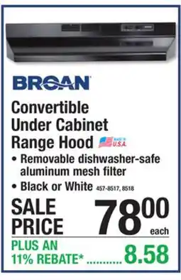 Menards BROAN Convertible Under Cabinet Range Hood offer