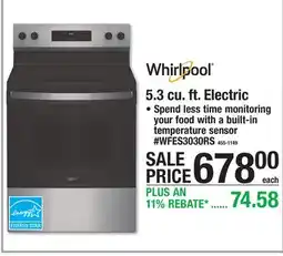 Menards Whirlpool 5.3 cu. ft. Electric offer