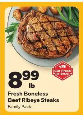 Save a Lot Fresh Boneless Beef Ribeye Steaks offer