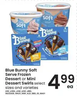 Albertsons Blue Bunny Soft Serve Frozen Dessert or Mini Dessert Swirls offer