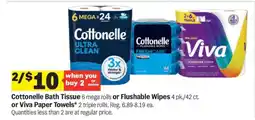 Meijer Cottonelle Bath Tissue or Flushable Wipes or Viva Paper Towels offer