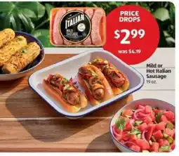 Aldi Mild or Hot Italian Sausage offer