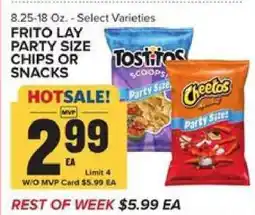 Food Lion Frito Lay Party Size Chips or Snacks offer