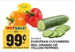 Food Lion Seedless European Cucumbers, Red, Orange or Yellow Peppers offer