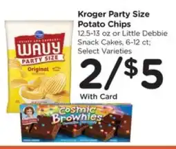 Kroger Kroger Party Size Potato Chips or Little Debbie Snack Cakes offer