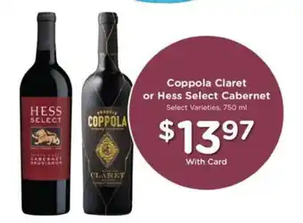 Pick'n Save Coppola Claret or Hess Select Cabernet offer