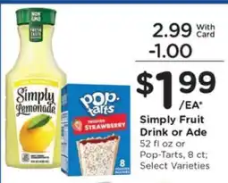 Kroger Simply Fruit Drink or Ade / Pop-Tarts offer