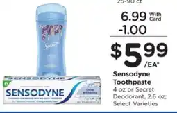 Kroger Sensodyne Toothpaste or Secret Deodorant offer