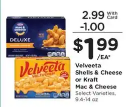 Kroger Velveeta Shells & Cheese or Kraft Mac & Cheese offer