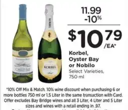 Kroger Korbel, Oyster Bay or Nobilo offer