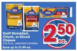 Giant Eagle Kraft Shredded, Chunk or Sliced Cheese offer