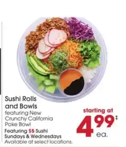 Giant Eagle Sushi Rolls and Bowls offer