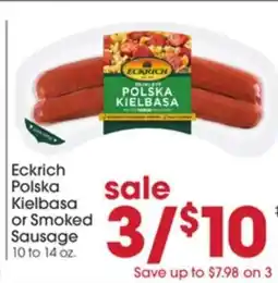 Giant Eagle Eckrich Polska Kielbasa or Smoked Sausage offer