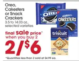 Giant Eagle Oreo, Cakesters or Snack Crackers offer