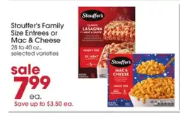 Giant Eagle Stouffer's Family Size Entrees or Mac & Cheese offer