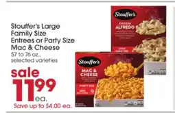 Giant Eagle Stouffer's Large Family Size Entrees or Party Size Mac & Cheese offer