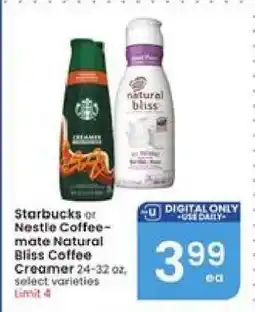 Albertsons Starbucks or Nestle Coffee-mate Natural Bliss Coffee Creamer offer
