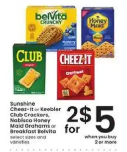 Albertsons Sunshine Cheez-It or Keebler Club Crackers, Nabisco Honey Maid Grahams or Breakfast Belvita offer