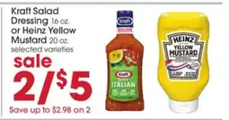 Giant Eagle Kraft Salad Dressing or Heinz Yellow Mustard offer