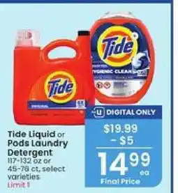 Albertsons Tide Liquid or Pods Laundry Detergent offer