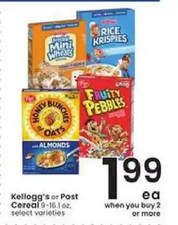 Albertsons Kellogg's or Post Cereal offer